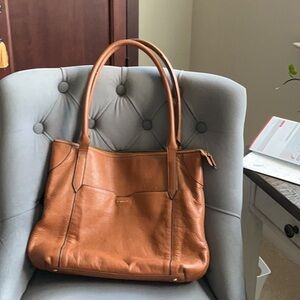 Lodis Tan Leather Tote with Relaxed Silhouette